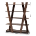 Baxton Studio Michio Modern and Contemporary Walnut Brown Finished 5-Tier Wood Geometric Living Room Display Shelf - BSOSEDV50140-Columbia-Shelf