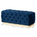 Baxton Studio Corrine Glam and Luxe Navy Blue Velvet Fabric Upholstered and Gold PU Leather Ottoman - BSOWS-4228-Navy Blue Velvet/Gold-Otto