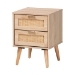 Baxton Studio Baird Mid-Century Modern Light Oak Brown Finished Wood and Rattan 2-Drawer End Table - BSOSR196128-Rattan-ET