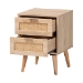 Baxton Studio Baird Mid-Century Modern Light Oak Brown Finished Wood and Rattan 2-Drawer End Table - BSOSR196128-Rattan-ET