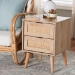 Baxton Studio Baird Mid-Century Modern Light Oak Brown Finished Wood and Rattan 2-Drawer End Table - BSOSR196128-Rattan-ET