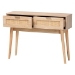Baxton Studio Baird Mid-Century Modern Light Oak Brown Finished Wood and Rattan 2-Drawer Console Table - BSOSR191632-Rattan-Console