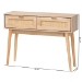 Baxton Studio Baird Mid-Century Modern Light Oak Brown Finished Wood and Rattan 2-Drawer Console Table - BSOSR191632-Rattan-Console