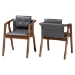 Baxton Studio Marcena Mid-Century Modern Grey Imitation Leather Upholstered and Walnut Brown Finished Wood 2-Piece Dining Chair Set - BSORDC828-Grey/Walnut-DC
