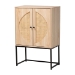 Baxton Studio Ardon Bohemian Light Brown Finished Wood and Black Metal 2-Door Storage Cabinet with Natural Rattan - BSOMUS-003-Natural/Black