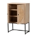 Baxton Studio Ardon Bohemian Light Brown Finished Wood and Black Metal 2-Door Storage Cabinet with Natural Rattan - BSOMUS-003-Natural/Black