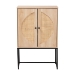 Baxton Studio Ardon Bohemian Light Brown Finished Wood and Black Metal 2-Door Storage Cabinet with Natural Rattan - BSOMUS-003-Natural/Black