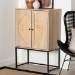 Baxton Studio Ardon Bohemian Light Brown Finished Wood and Black Metal 2-Door Storage Cabinet with Natural Rattan - BSOMUS-003-Natural/Black