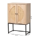 Baxton Studio Ardon Bohemian Light Brown Finished Wood and Black Metal 2-Door Storage Cabinet with Natural Rattan - BSOMUS-003-Natural/Black