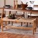 Baxton Studio Saura Mid-Century Modern Oak Brown Finished Wood and Hemp Dining Bench - BSOSK9151-Oak-Bench
