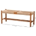 Baxton Studio Saura Mid-Century Modern Oak Brown Finished Wood and Hemp Dining Bench - BSOSK9151-Oak-Bench