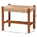 Baxton Studio Saura Mid-Century Modern Oak Brown Finished Wood and Hemp Accent Bench - BSOSK9149-Oak Woven Seat-Bench
