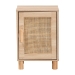 Baxton Studio Maclean Mid-Century Modern Rattan and Natural Brown Finished Wood 1-Door End Table - BSOLYA20-104-Natural-ET