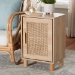 Baxton Studio Maclean Mid-Century Modern Rattan and Natural Brown Finished Wood 1-Door End Table - BSOLYA20-104-Natural-ET