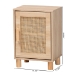 Baxton Studio Maclean Mid-Century Modern Rattan and Natural Brown Finished Wood 1-Door End Table - BSOLYA20-104-Natural-ET