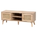 Baxton Studio Sebille Mid-Century Modern Light Brown Finished Wood 2-Door TV Stand with Natural Rattan - BSOLCF19046-Rattan-TV Stand