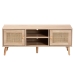 Baxton Studio Sebille Mid-Century Modern Light Brown Finished Wood 2-Door TV Stand with Natural Rattan - BSOLCF19046-Rattan-TV Stand