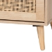Baxton Studio Sebille Mid-Century Modern Light Brown Finished Wood 2-Door TV Stand with Natural Rattan - BSOLCF19046-Rattan-TV Stand