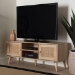Baxton Studio Sebille Mid-Century Modern Light Brown Finished Wood 2-Door TV Stand with Natural Rattan - BSOLCF19046-Rattan-TV Stand