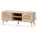 Baxton Studio Sebille Mid-Century Modern Light Brown Finished Wood 2-Door TV Stand with Natural Rattan - BSOLCF19046-Rattan-TV Stand