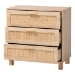 Baxton Studio Sebille Mid-Century Modern Light Brown Finished Wood 3-Drawer Storage Cabinet with Natural Rattan - BSOLC21020906-Rattan-3DW-Cabinet