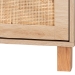 Baxton Studio Sebille Mid-Century Modern Light Brown Finished Wood 3-Drawer Storage Cabinet with Natural Rattan - BSOLC21020906-Rattan-3DW-Cabinet