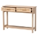 Baxton Studio Sebille Mid-Century Modern Light Brown Finished Wood 2-Drawer Console Table with Natural Rattan - BSOLC21020907-Rattan-2DW-Console Table