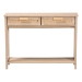 Baxton Studio Sebille Mid-Century Modern Light Brown Finished Wood 2-Drawer Console Table with Natural Rattan - BSOLC21020907-Rattan-2DW-Console Table
