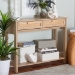 Baxton Studio Sebille Mid-Century Modern Light Brown Finished Wood 2-Drawer Console Table with Natural Rattan - BSOLC21020907-Rattan-2DW-Console Table