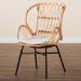 bali & pari Caelia Modern Bohemian Natural Brown Rattan and Black Metal Chair - BSORMC033-Rattan-DC