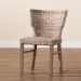 bali & pari Enver Modern Bohemian Grey Rattan and Brown Wood Dining Chair - BSOEnver-Grey Natural Rattan-DC