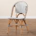 bali & pari Genica Classic French Black and White Weaving and Natural Brown Rattan Indoor and Outdoor Bistro Chair - BSODC613-Rattan-DC No Arm