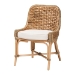 bali & pari Kyle Modern Bohemian Natural Brown Woven Rattan Dining Side Chair With Cushion - BSOKyle-Rattan-DC-No Arm