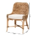 bali & pari Kyle Modern Bohemian Natural Brown Woven Rattan Dining Side Chair With Cushion - BSOKyle-Rattan-DC-No Arm