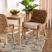 bali & pari Kyle Modern Bohemian Natural Brown Woven Rattan Dining Side Chair With Cushion - BSOKyle-Rattan-DC-No Arm