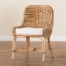 bali & pari Kyle Modern Bohemian Natural Brown Woven Rattan Dining Side Chair With Cushion - BSOKyle-Rattan-DC-No Arm
