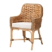bali & pari Kyle Modern Bohemian Natural Brown Woven Rattan Dining Arm Chair with Cushion - BSOKyle-Rattan-DC-Arm
