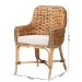 bali & pari Kyle Modern Bohemian Natural Brown Woven Rattan Dining Arm Chair with Cushion - BSOKyle-Rattan-DC-Arm