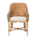 bali & pari Kyle Modern Bohemian Natural Brown Woven Rattan Dining Arm Chair with Cushion - BSOKyle-Rattan-DC-Arm