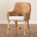bali & pari Kyle Modern Bohemian Natural Brown Woven Rattan Dining Arm Chair with Cushion - BSOKyle-Rattan-DC-Arm