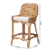 bali & pari Kyle Modern Bohemian Natural Brown Woven Rattan Counter Stool with Cushion - BSOKyle-Rattan-CS