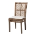 bali & pari Laluna Modern Bohemian Greywashed Natural Rattan and Mahogany Dining Chair with Cushion - BSOLaluna-Grey Natural Rattan-DC