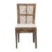 bali & pari Laluna Modern Bohemian Greywashed Natural Rattan and Mahogany Dining Chair with Cushion - BSOLaluna-Grey Natural Rattan-DC