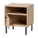Baxton Studio Caterina Mid-Century Modern Transitional Natural Brown Finished Wood and Natural Rattan 1-Door End Table - BSOWES-2101-Natural/Black-ET