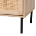 Baxton Studio Caterina Mid-Century Modern Transitional Natural Brown Finished Wood and Natural Rattan 1-Door End Table - BSOWES-2101-Natural/Black-ET