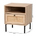 Baxton Studio Caterina Mid-Century Modern Transitional Natural Brown Finished Wood and Natural Rattan 1-Door End Table - BSOWES-2101-Natural/Black-ET
