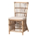 bali & pari Kim Modern Bohemian White Fabric and Natural Brown Rattan Dining Chair - BSOKim-Natural Rattan-DC