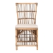 bali & pari Kim Modern Bohemian White Fabric and Natural Brown Rattan Dining Chair - BSOKim-Natural Rattan-DC