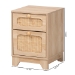 Baxton Studio Elsbeth Mid-Century Modern Light Brown Finished Wood and Natural Rattan 1-Drawer End Table - BSOLC22040701-Rattan-ET