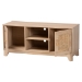 Baxton Studio Elsbeth Mid-Century Modern Light Brown Finished Wood and Natural Rattan 2-Door TV Stand - BSOLC22040702-Rattan-TV Stand